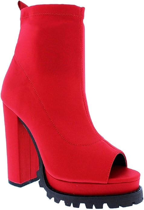 Peep Toe Chunky Heel Booties, Fashionable Open Toe