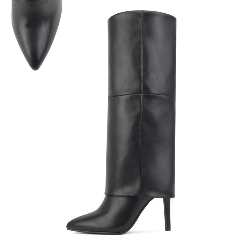 Women Fashion Sexy Fold Over Boot, Stiletto Heel Knee High Boots