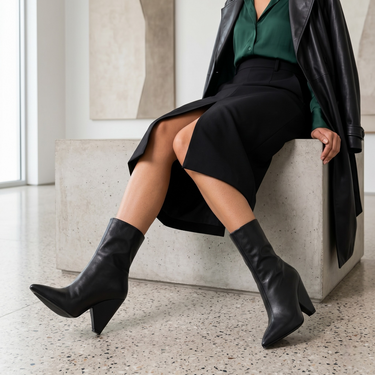 Women's Pointed Toe Mid-Calf Cone Heel Fashion Boot