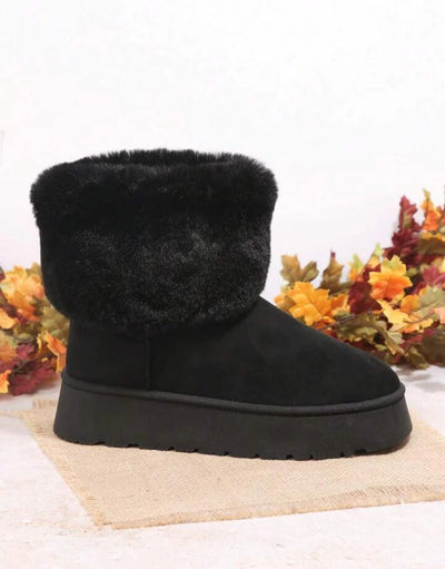 Black Faux Fur Winter Boots for Women Oaklee-03 Wild Diva