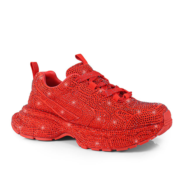 Women Chunky Platform Rhinestone Mesh Sneakers