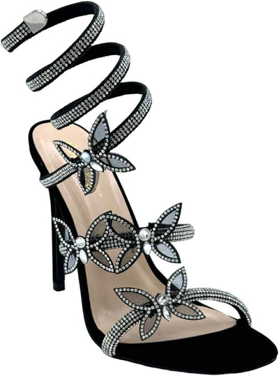 Bonnibel Women Butterfly Rhinestone Strappy High Heels Sandals Patricia-2