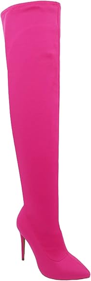 Pink Thigh High Boot Anne Michelle Hibiscus-77