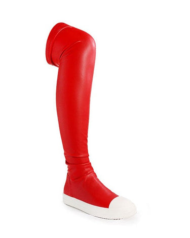 Leather Flat Over The Knee High Boots Wannabe-1 Liliana | Shoe Time