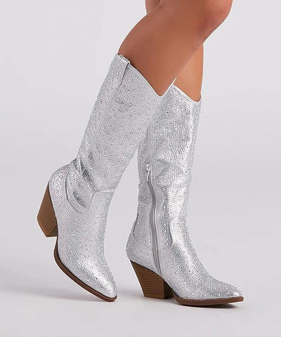 Rhinestone Western Cowboy Pull-on Boots River-11