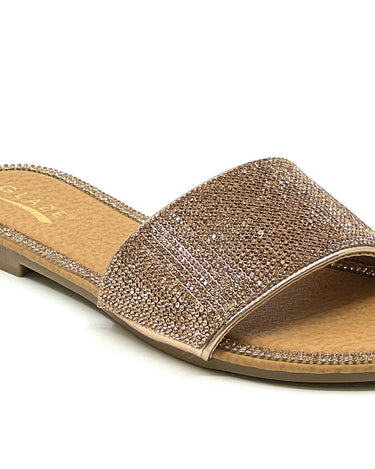 Allover Rhinestone Slide Sandals Honey-62 Glaze | Shoe Time