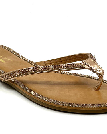 Thong Rhinestone Flat Sandals Honey-49 Wild Diva | Shoe Time