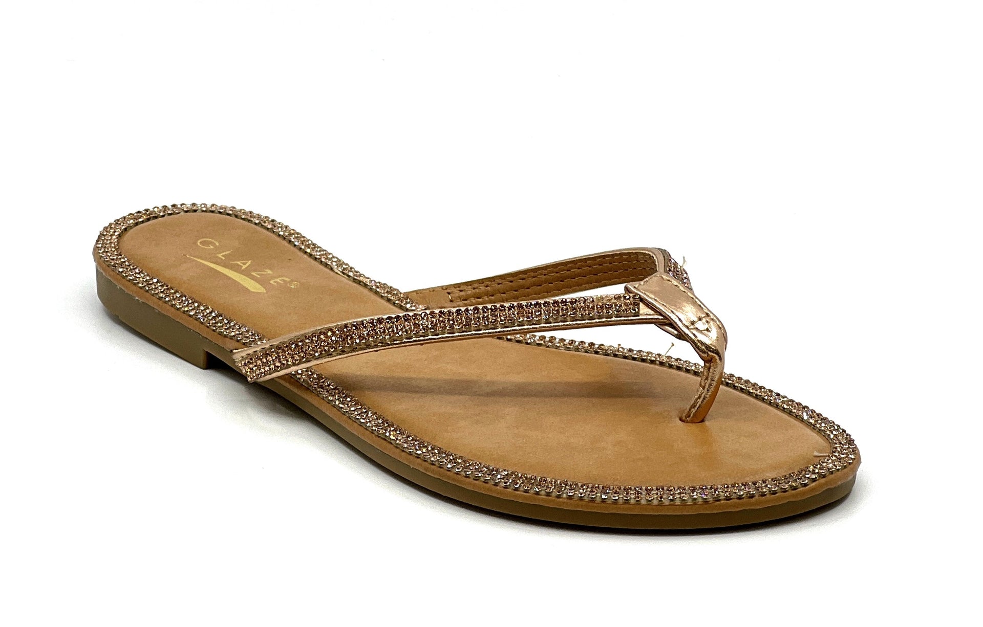 Thong Rhinestone Flat Sandals Honey-49 Wild Diva Shoe Time – SHOE TIME