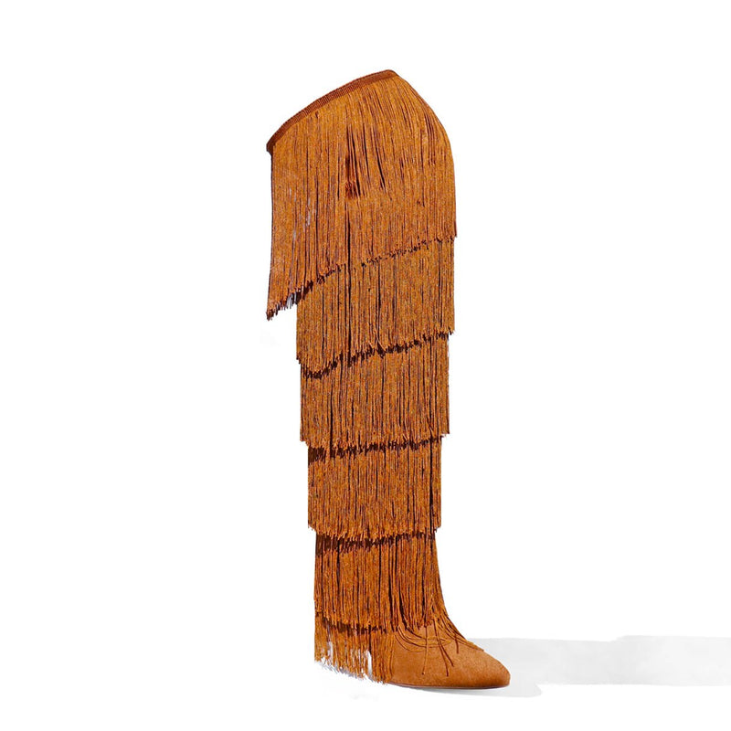 Over The Knee Fringe Stiletto Heel Boots