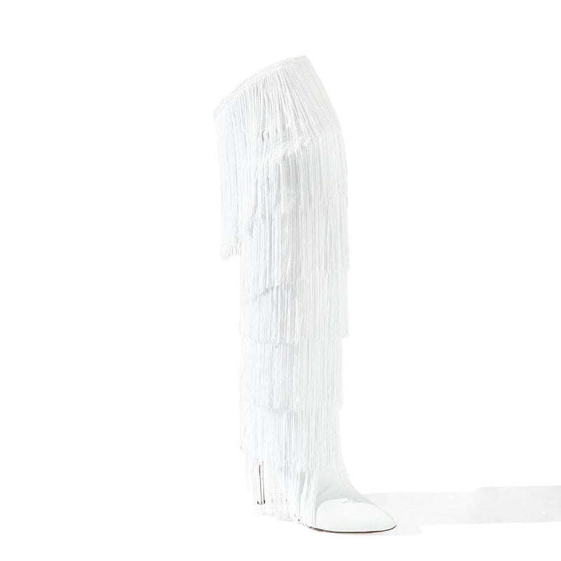 Over The Knee Fringe Stiletto Heel Boots