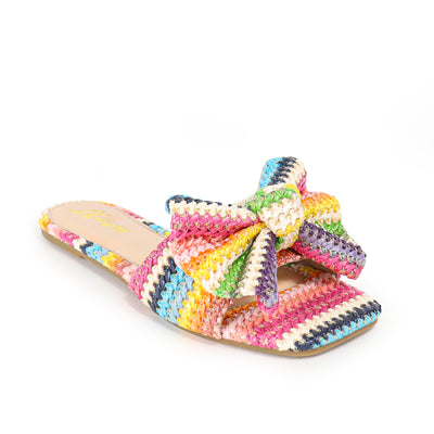 Raffia Bow Tie Sandals Shinee-88