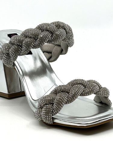 Braided Rhinestone Double Band Square Toe UFA-03 | Shoe Time