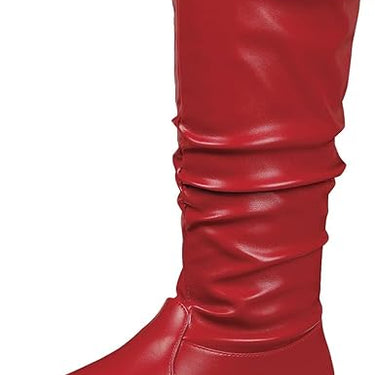 Winter Riding Slouch Comfy Flat Mid Calf Boots Pu Leather