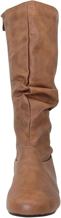 Winter Riding Slouch Comfy Flat Mid Calf Boots Pu Leather