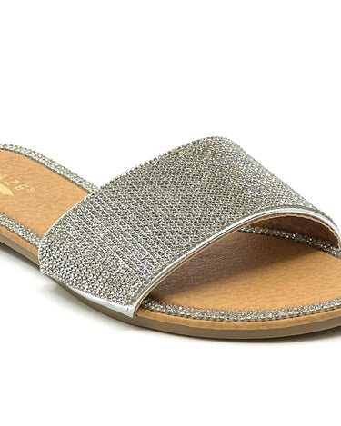 Allover Rhinestone Slide Sandals Honey-62 Glaze | Shoe Time