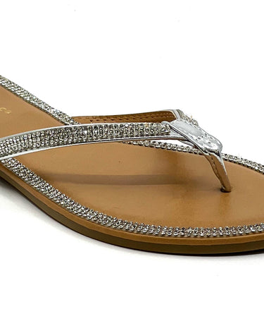 Thong Rhinestone Flat Sandals Honey-49 Wild Diva | Shoe Time