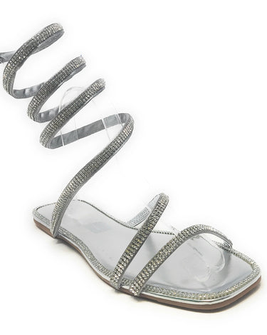 Rhinestone Wrap Around Flat Sandals Dizzy-05 | Shoe Time