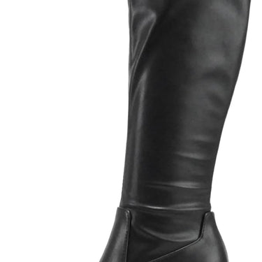 Women Pu Leather Knee High Chunky Block Heel Platform Boots