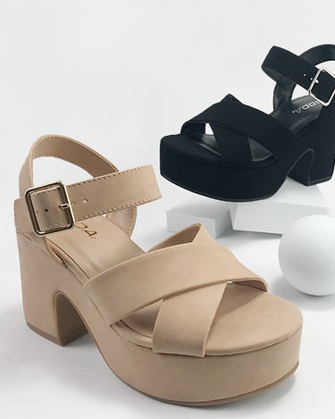 Soda Syren | Ankle Strap Chunky Heels | Shoe Time