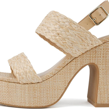 Soda Home Raffia High Heel Platform Wedge Sandal