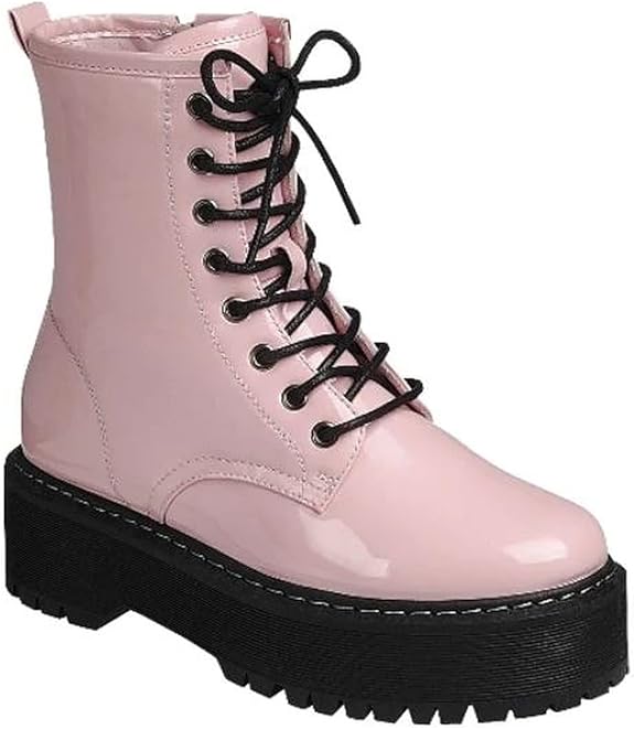 Women Chunky Lug Sole Lace up Ankle Boots