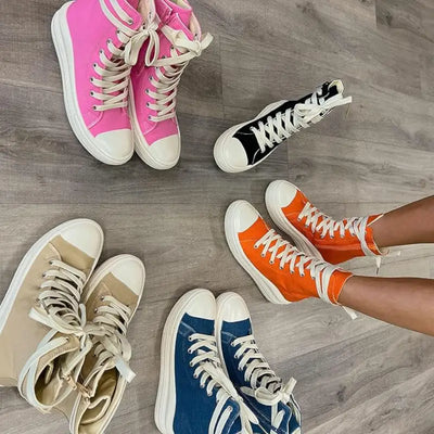 Women's Canvas or Leatherette Ankle High Boots High Top Fashion Sneakers