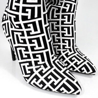 Over The Knee Pointed Toe Pattern Print Boots