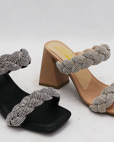 Braided Rhinestone Double Band Square Toe UFA-03 | Shoe Time