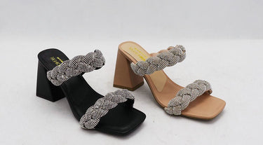 Braided Rhinestone Double Band Square Toe UFA-03 | Shoe Time