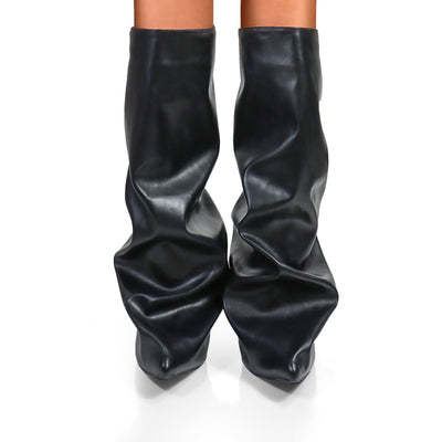 Women's Fold Over High Heel Pointed Toe Slouchy Boots