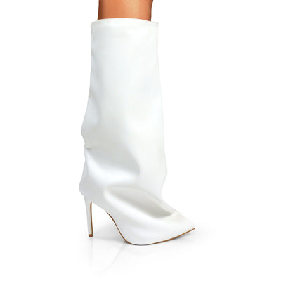 Women's Fold Over High Heel Pointed Toe Slouchy Boots