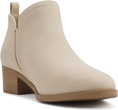 Women Elastic Pull Tab Low Heel Ankle Boots