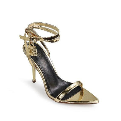 Strappy Pointed Open Toe Lock Detail Stiletto Heels