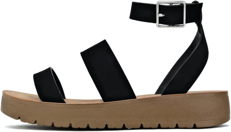 Soda Two Band Ankle Strap Flat Sandals Dabster | Shoe Time