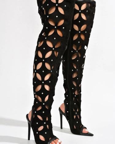 Cape Robbin Rhinestone Thigh High Trim Boots Diana | Shoe Time