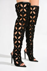 Cape Robbin Rhinestone Thigh High Trim Boots Diana | Shoe Time