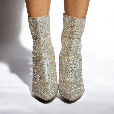 Rhinestone Stiletto bootie, Crystal Ankle Fashion Boots