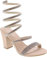 Top Moda Rhinestone Sprial Block Heel Sandals Hannah-5 | Shoe Time