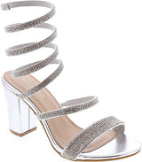 Top Moda Rhinestone Sprial Block Heel Sandals Hannah-5 | Shoe Time