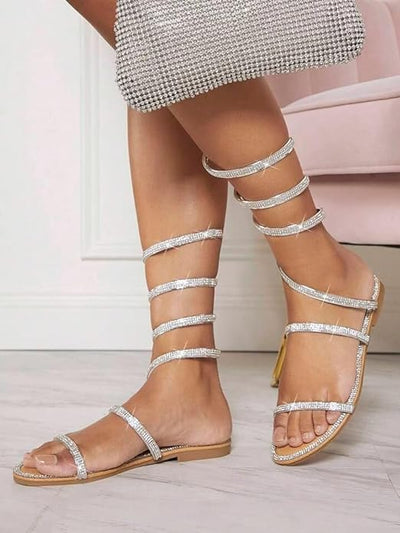 Women's Sandals Rhinestone Lace Up Special Detail