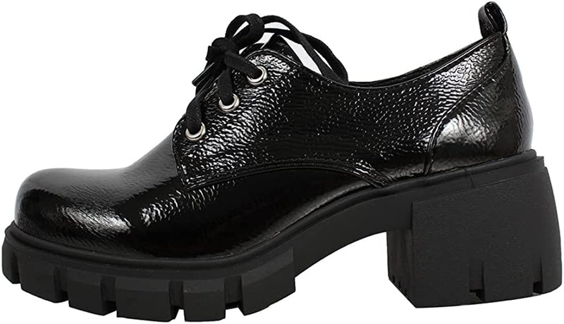 Soda JoJo Oxford Lug Platform Block Heel Shoes | Shoe Time
