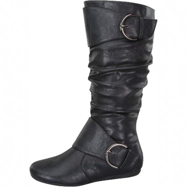 Women's Knee High Boots, Flat Slouch Boots With Inside Zipper