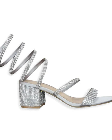 Rhinestone Spiral Low Block Heels Larina-192 | Shoe Time