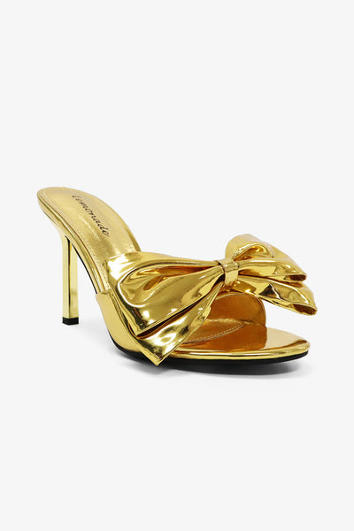 Women's Metallic Bow Knot Peep Toe Sandals, For Dress Party Wedding