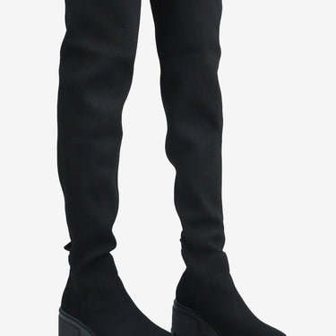 Stretchy Thigh High Sock Boots, Chunky Platform