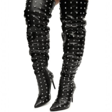 All Over Rhinestone Over The Knee Thigh High Boots