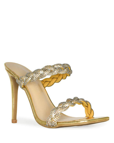 Rhinestone Braided Open Toe Heels Nars-04 | Shoe Time