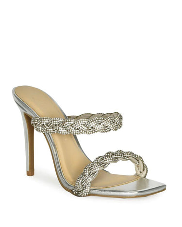 Rhinestone Braided Open Toe Heels Nars-04 | Shoe Time