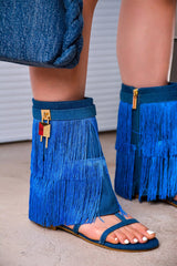 Fringe Fold Over Padlock Sandals Vomira Cape Robbin | Shoe Time