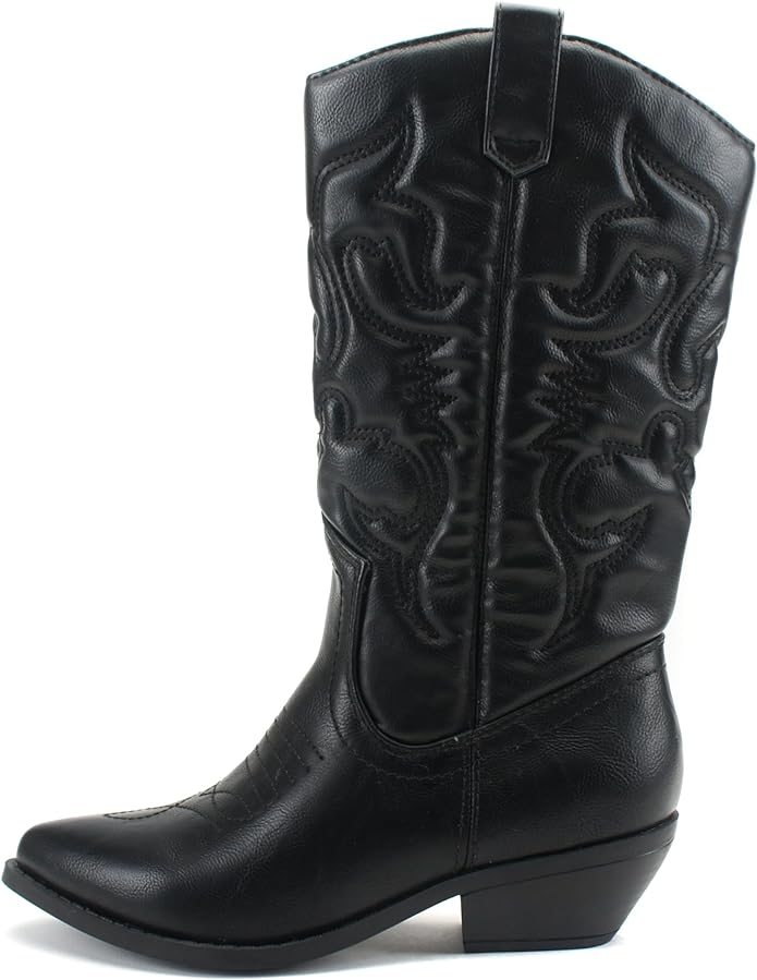 Soda Reno Western Cowboy Pointed Toe Knee High Pull On Tabs Boots